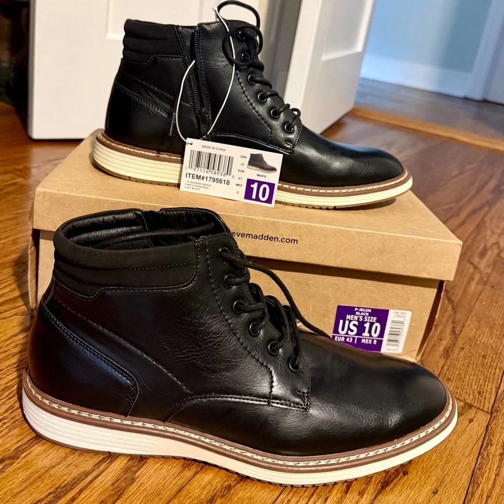Steve Madden Men’s P-Jelen Black Boots - Picture 1 of 10